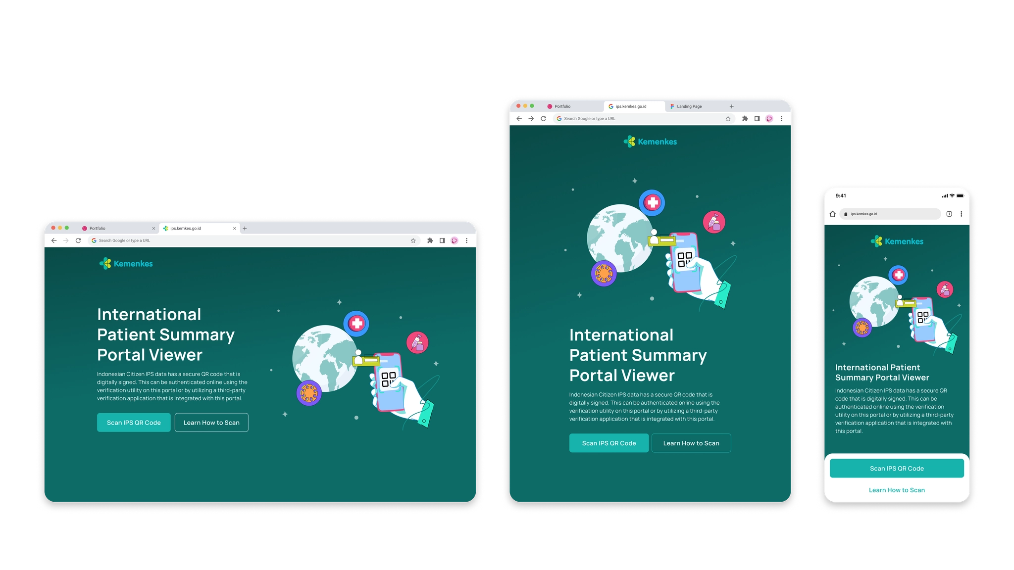 International Patient Summary Portal Viewer landing page shown across devices